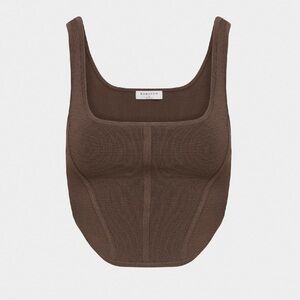 Aritzia Babaton Sculpt Knit Bustier Tank in Brown